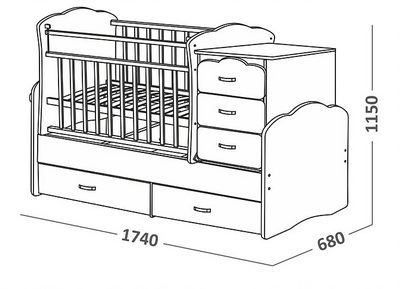 Кроватка детская трансформер с маятником и комодом схема сборки